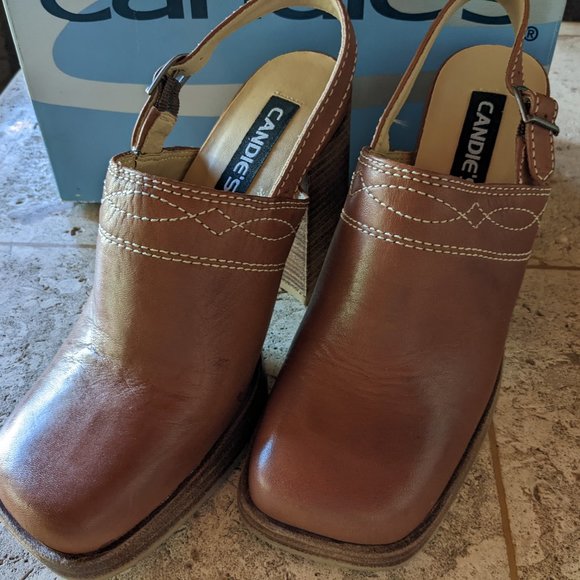 Candie's Vintage Sling-back leather clog - Picture 1 of 6